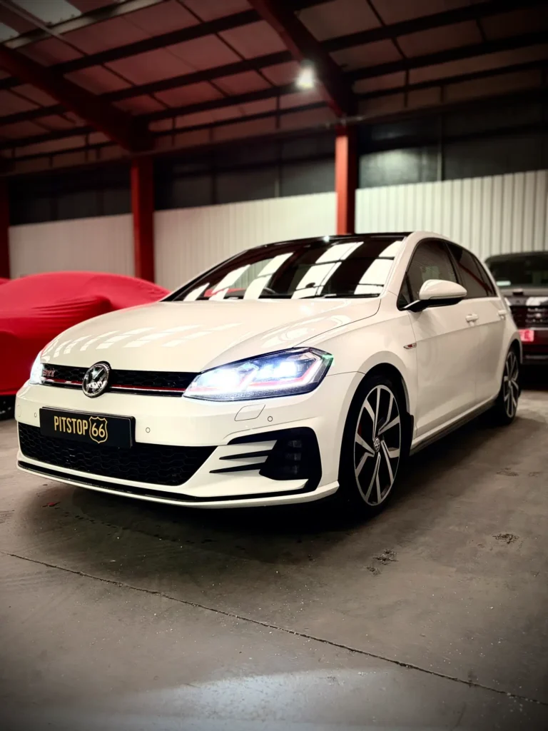 White Luxary car store in car storage