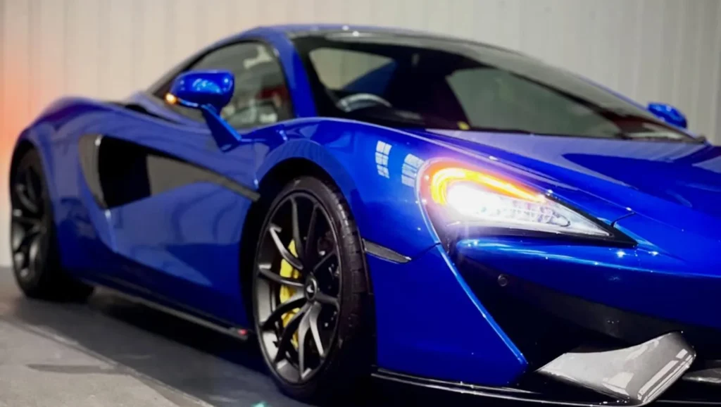 Blue McLaren Sports Car Indoor Display