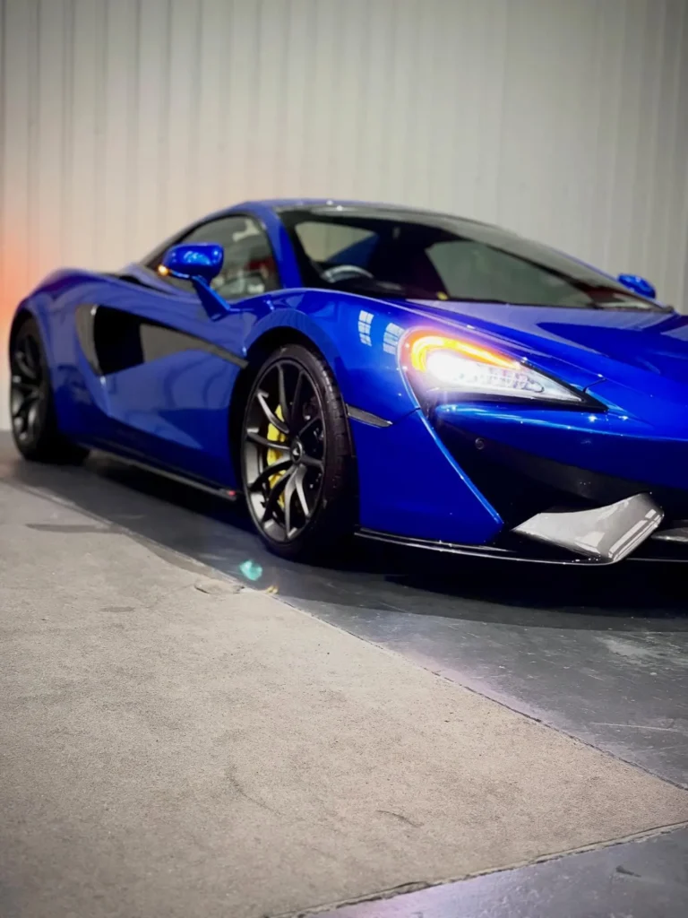Blue McLaren Sports Car Indoor Display